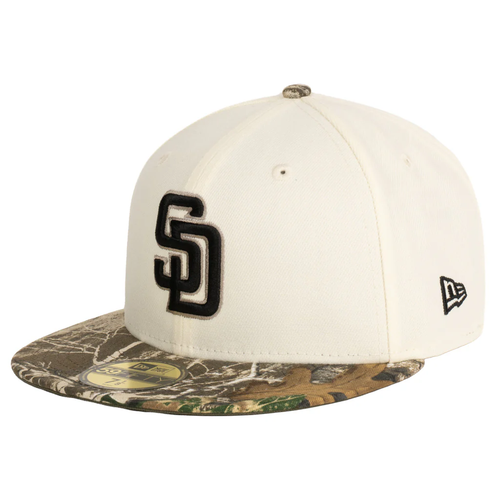 MLB San Diego Padres New Era Real Tree Two-Tone 59FIFTY Fitted Hat- Cream - Image 2