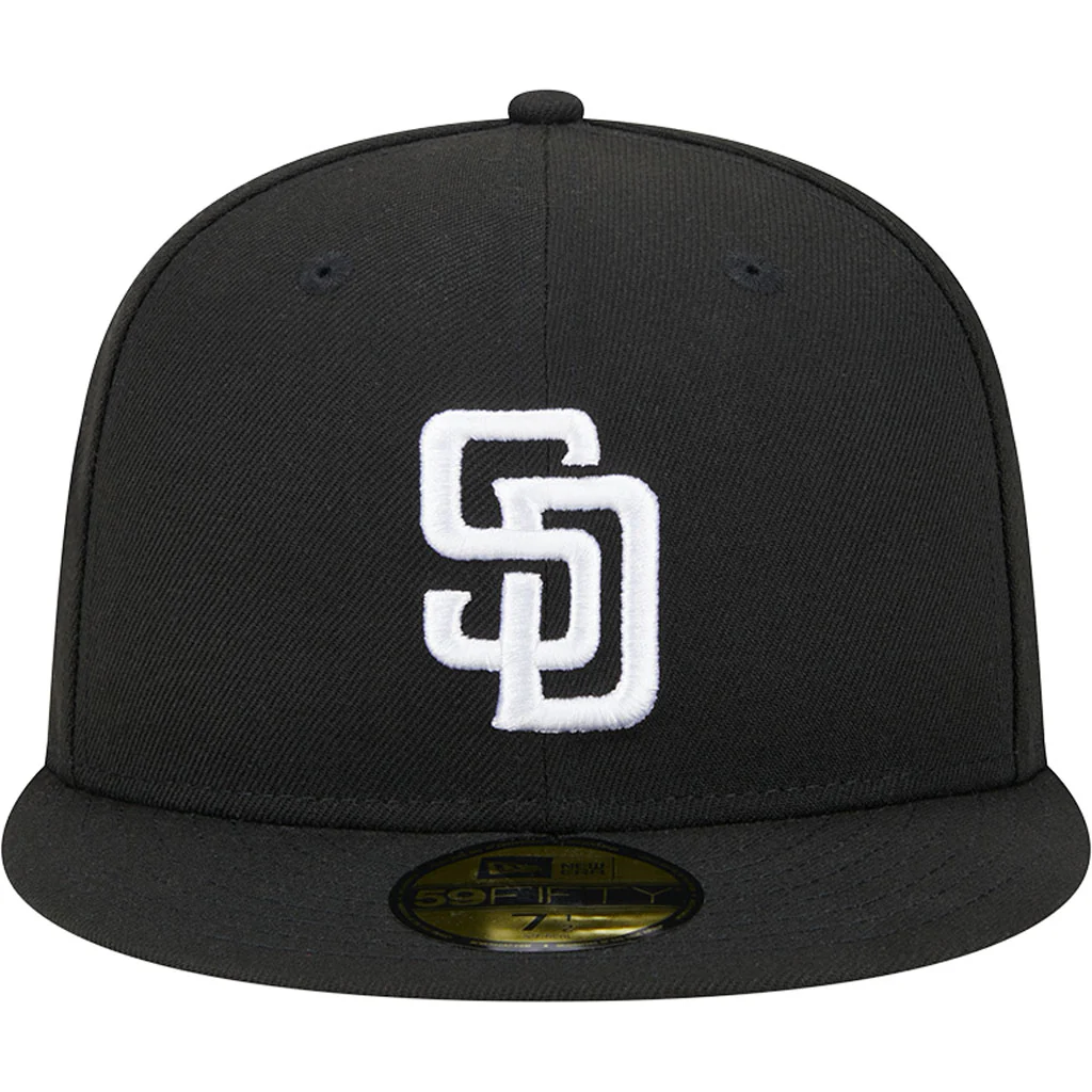MLB San Diego Padres New Era Side Patch Black & White 59FIFTY Fitted Hat - Black - Image 3