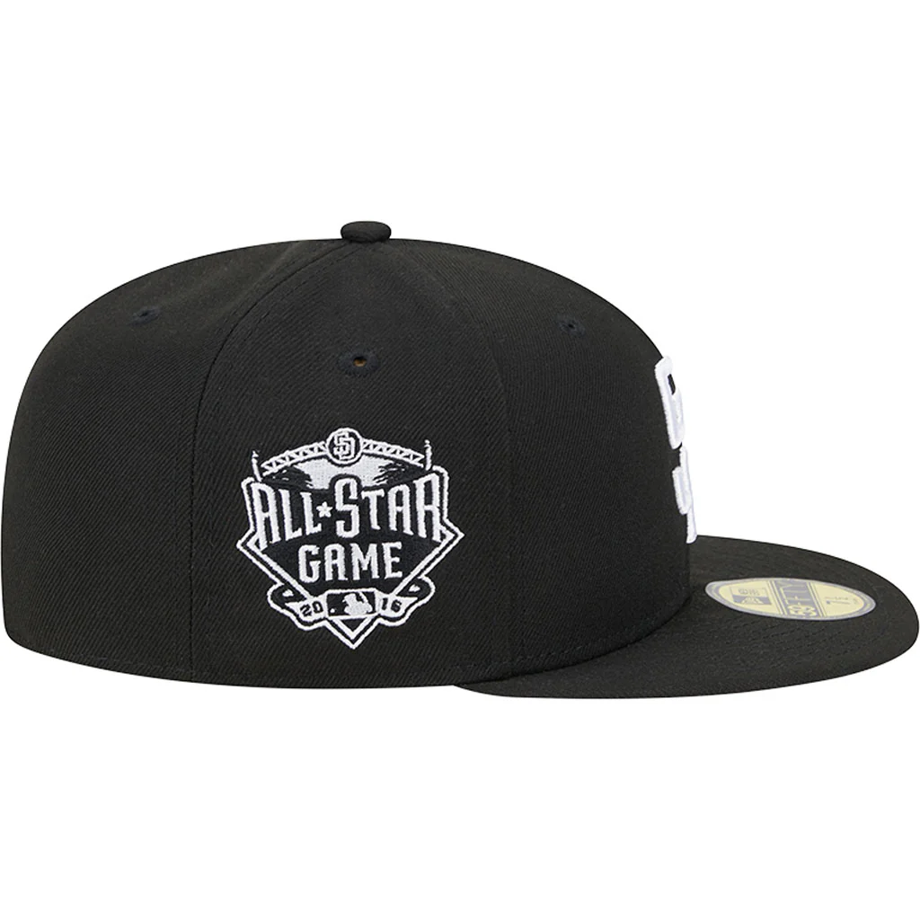 MLB San Diego Padres New Era Side Patch Black & White 59FIFTY Fitted Hat - Black - Image 5