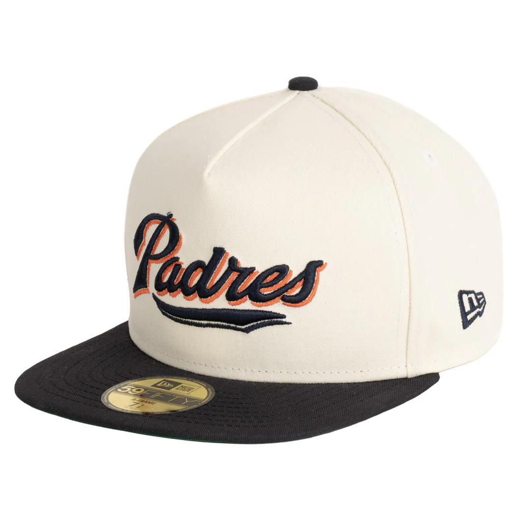 MLB San Diego Padres New Era Two-Tone OTC 59FIFTY A-Frame Fitted Hat - Cream