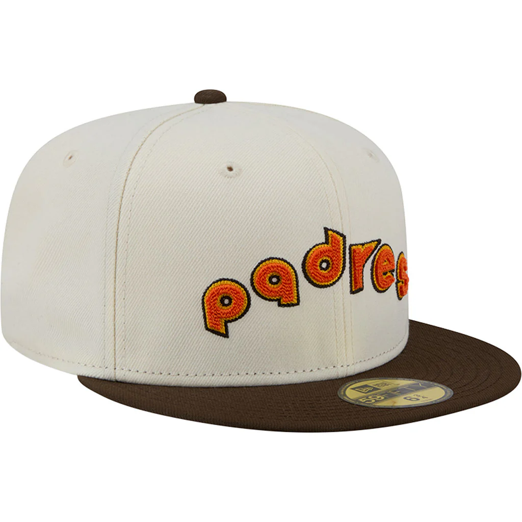 MLB San Diego Padres New Era Two-Tone Stitch 59FIFTY Fitted Hat - Cream - Image 2