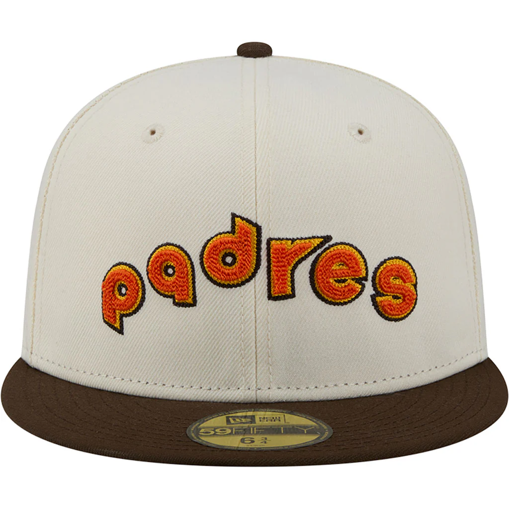 MLB San Diego Padres New Era Two-Tone Stitch 59FIFTY Fitted Hat - Cream - Image 3