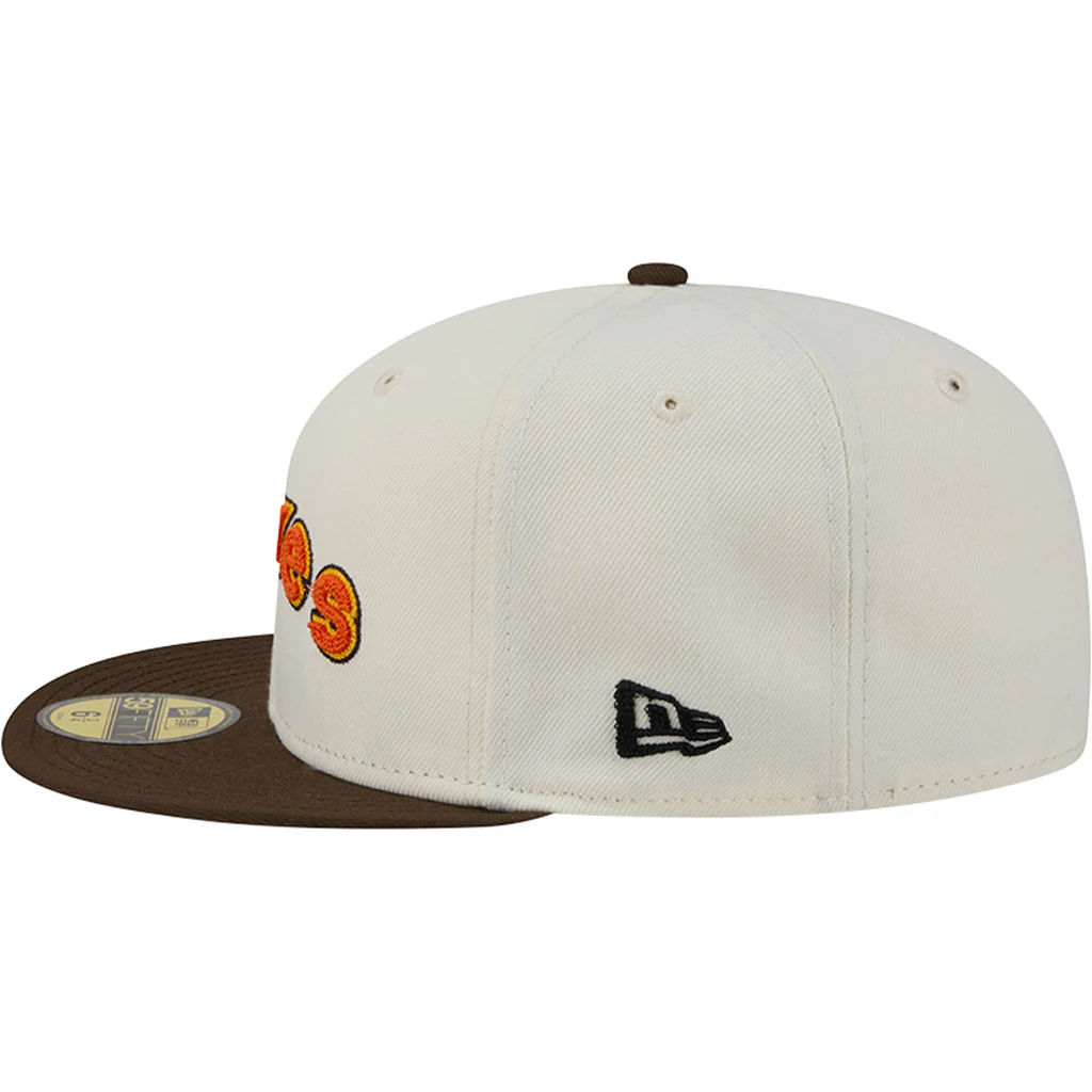 MLB San Diego Padres New Era Two-Tone Stitch 59FIFTY Fitted Hat - Cream - Image 4
