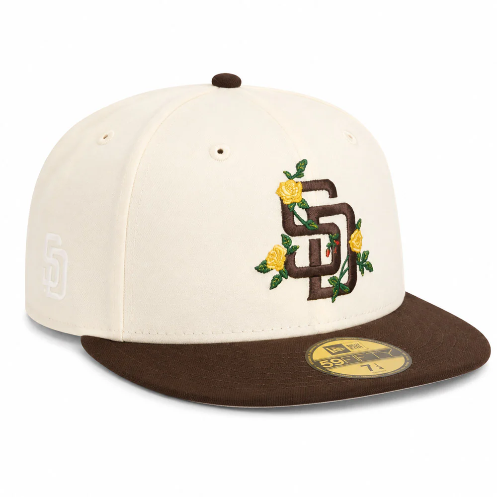 MLB San Diego Padres New Era Two-Tone Summer Flower 59FIFTY Fitted Hat - Cream