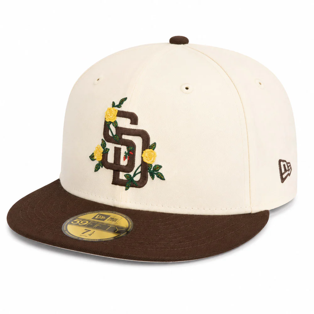 MLB San Diego Padres New Era Two-Tone Summer Flower 59FIFTY Fitted Hat - Cream - Image 2
