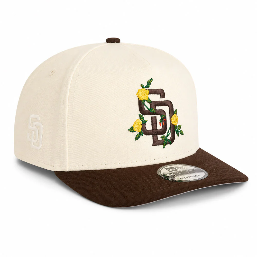 MLB San Diego Padres New Era Two-Tone Summer Flower 9FIFTY A-Frame Snapback Hat - Cream