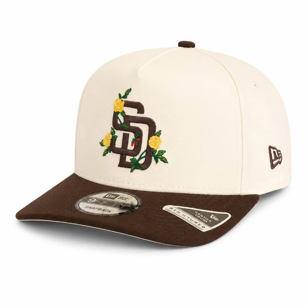 MLB San Diego Padres New Era Two-Tone Summer Flower 9FIFTY A-Frame Snapback Hat - Cream - Image 2