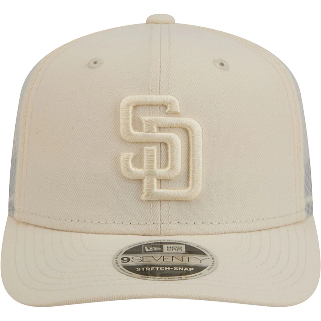 MLB San Diego Padres New Era Vanilla 9SEVENTY Stretch Snap Hat - Cream - Image 3