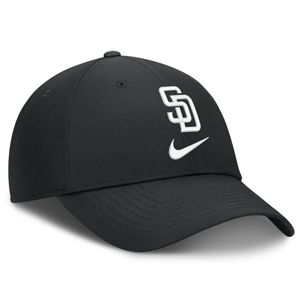 MLB San Diego Padres Nike Black & White Ripstop Structured Adjustable Hat - Black - Image 3