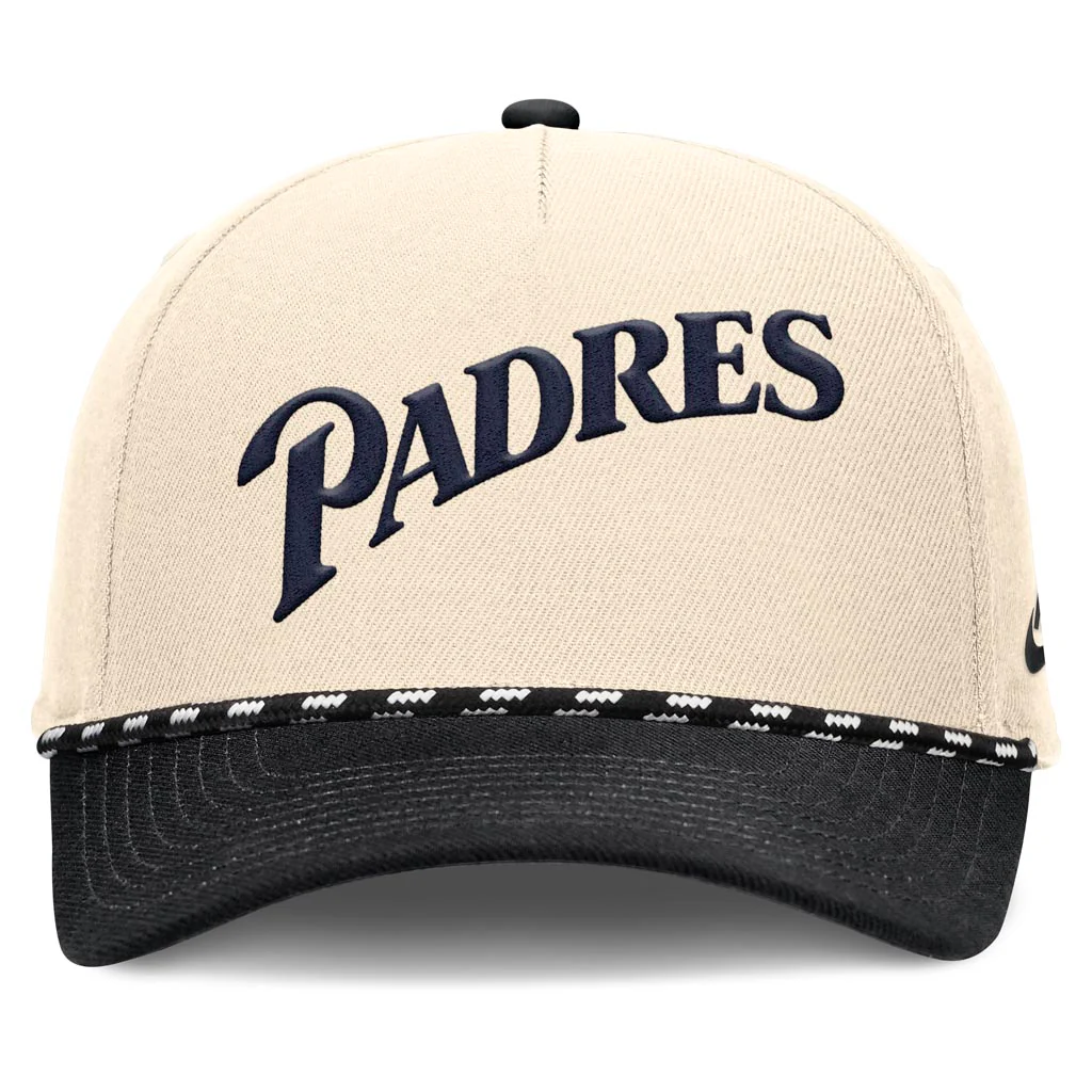 MLB San Diego Padres Nike Two-Tone Rise Script Snapback Hat - Cream - Image 3