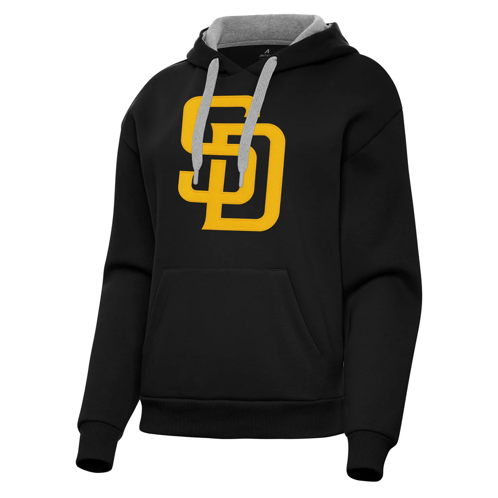 MLB San Diego Padres Women's Antigua Full Front Victory Pullover Hoodie - Black