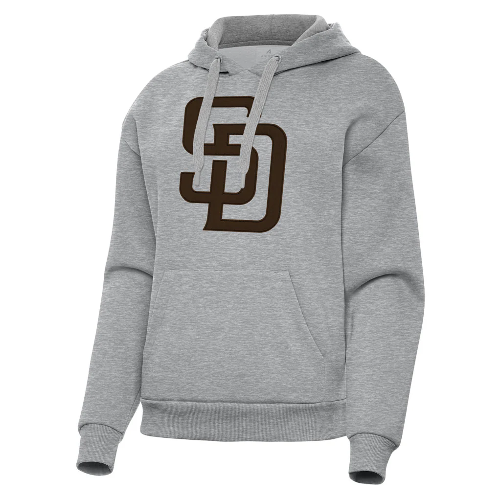 MLB San Diego Padres Women's Antigua Full Front Victory Pullover Hoodie - Heather gray