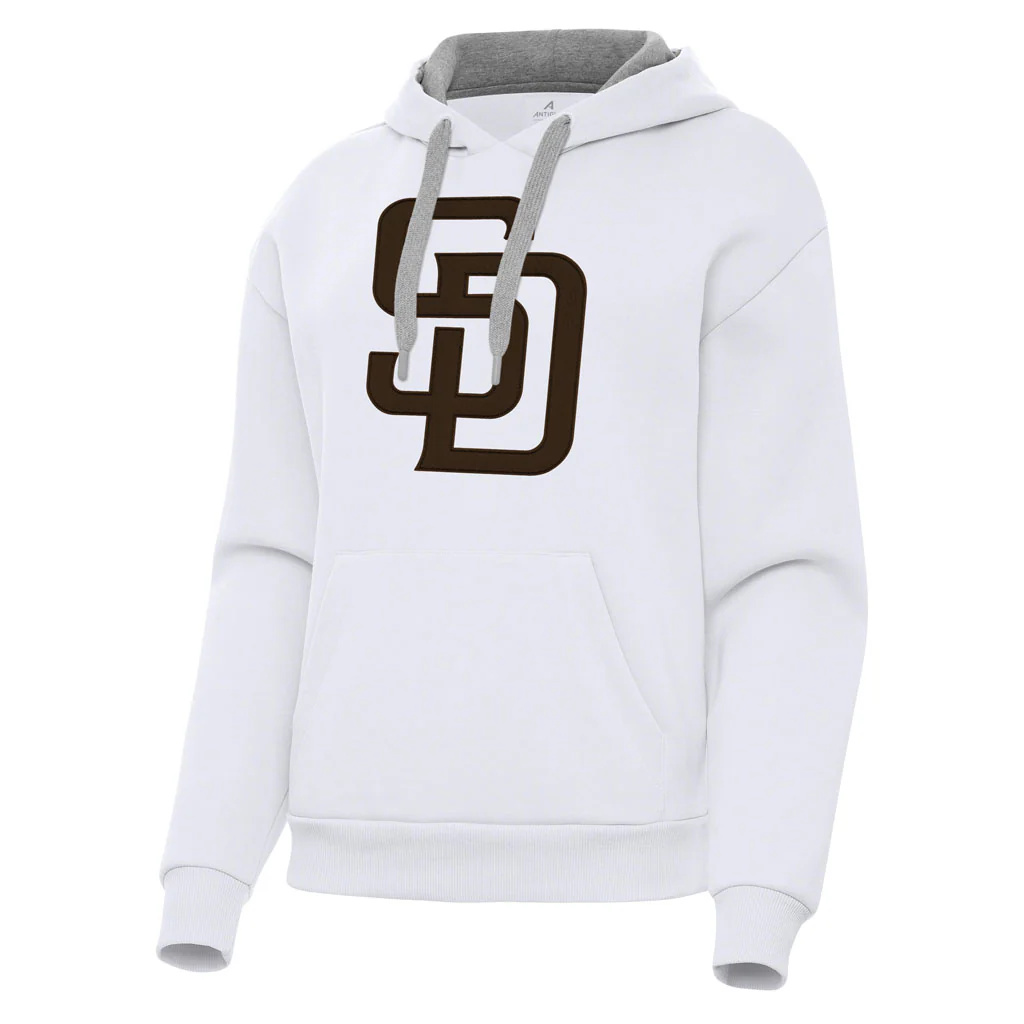 MLB San Diego Padres Women's Antigua Full Front Victory Pullover Hoodie - White