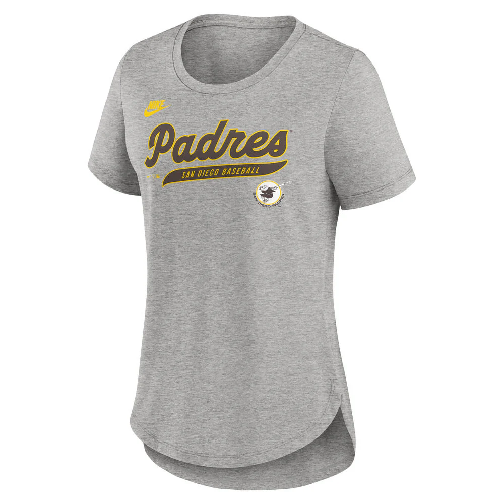 MLB San Diego Padres Women's Nike Cooperstown Tri-Blend T-Shirt - Heather Gray - Image 2
