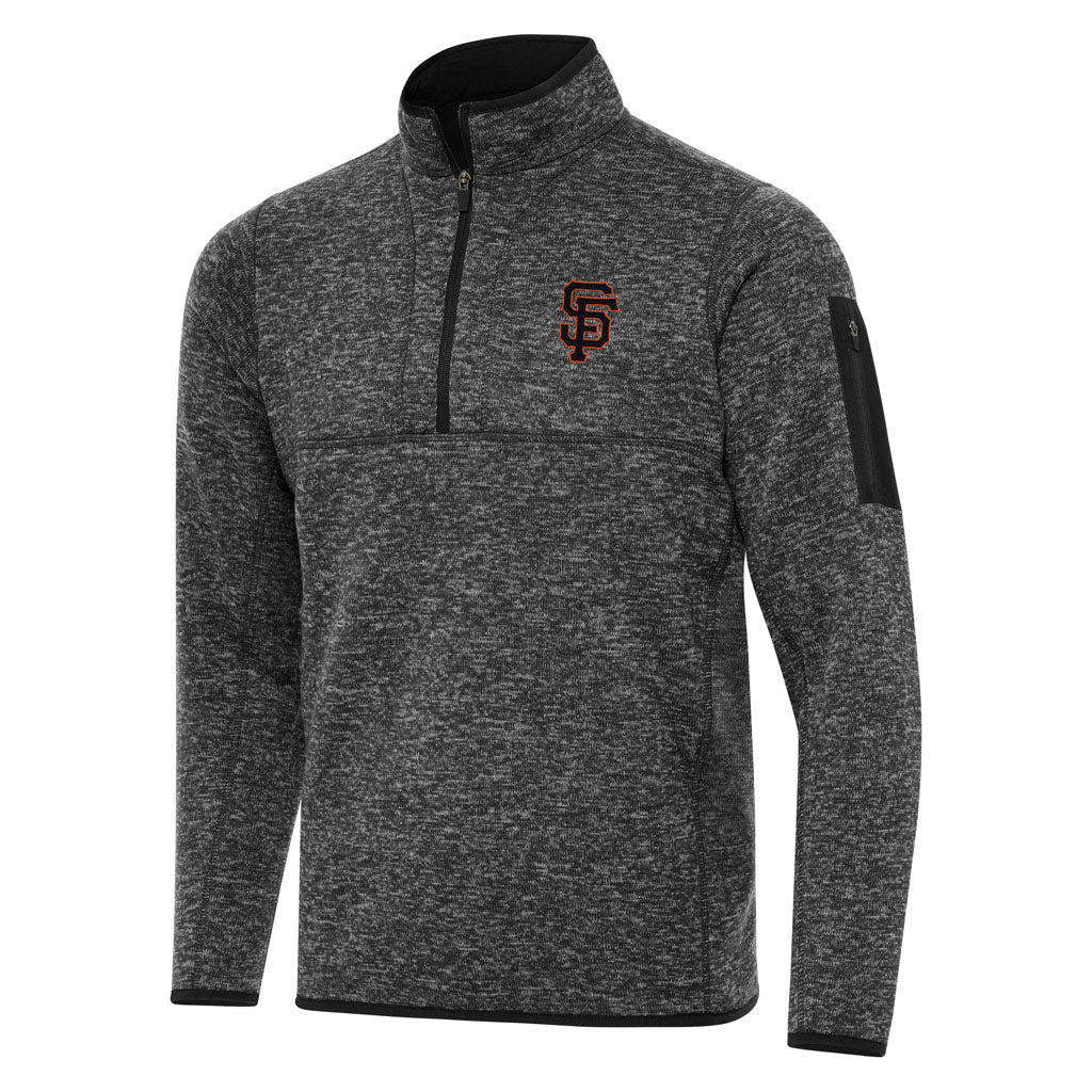 MLB San Francisco Giants Antigua Fortune 1/4 Zip Pullover Jacket - Heather black