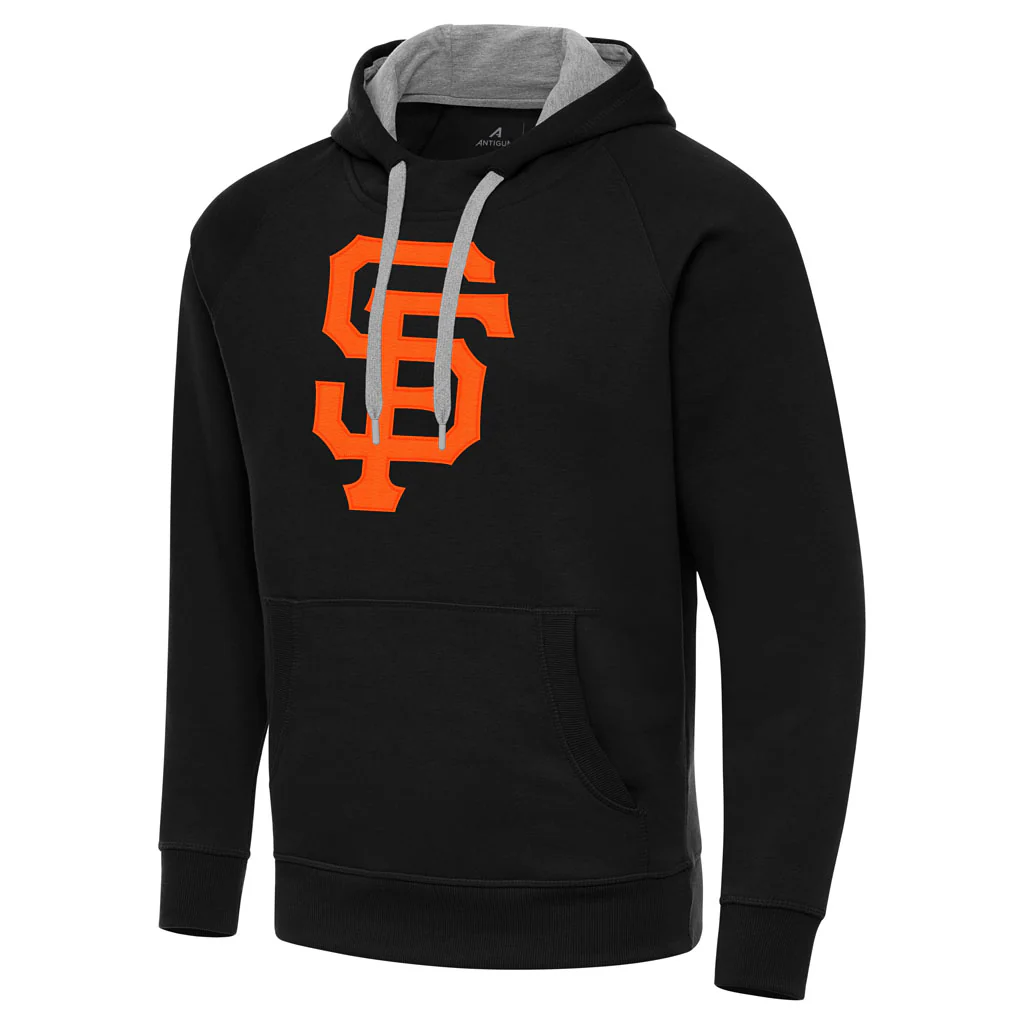 MLB San Francisco Giants Antigua Full Front Victory Pullover Hoodie - Black