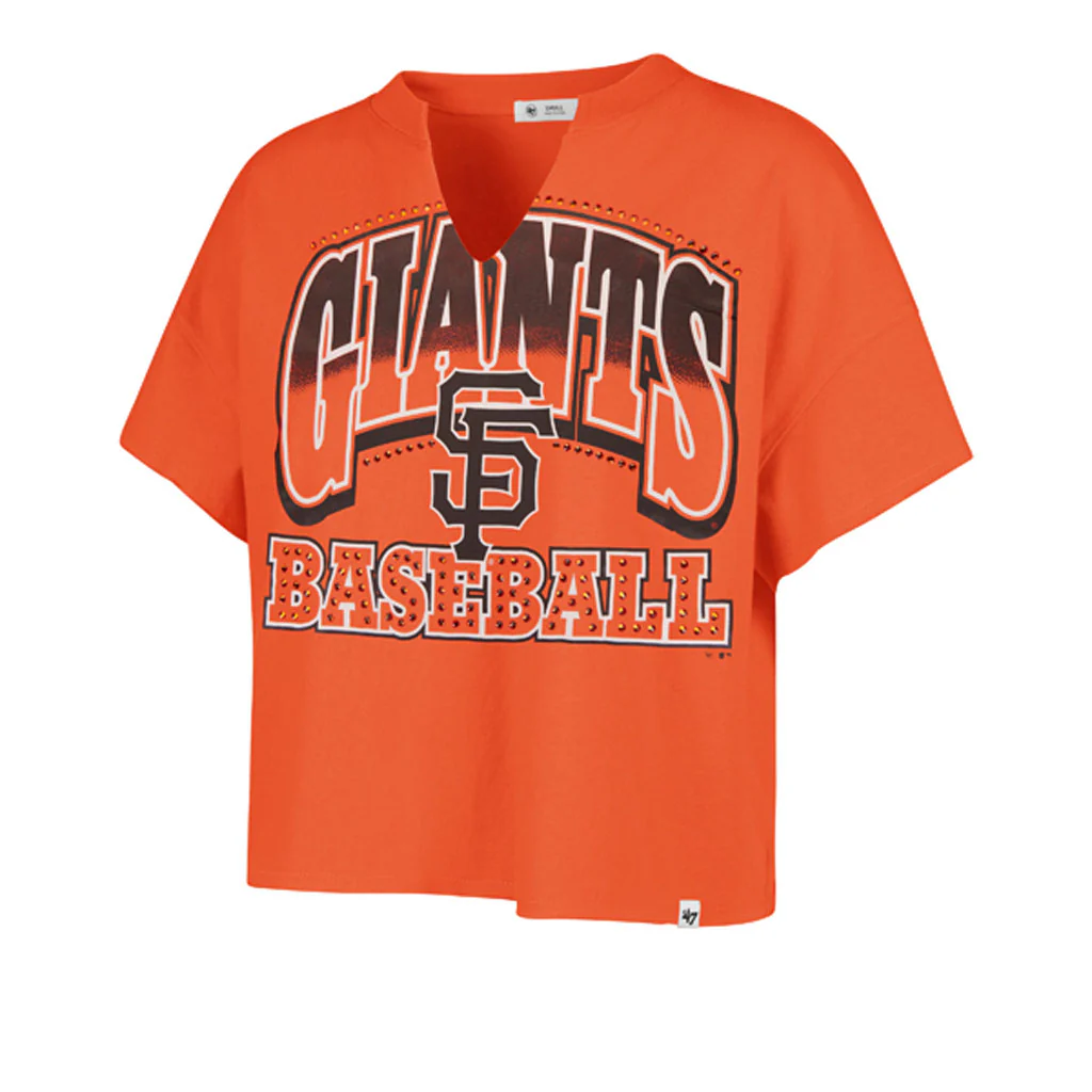 MLB San Francisco Giants Women's '47 Win Big Notch Crop Top T-Shirt - Orange
