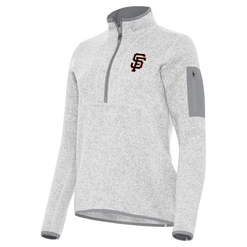MLB San Francisco Giants Women's Antigua Fortune 1/2 Zip Pullover Jacket - Light gray