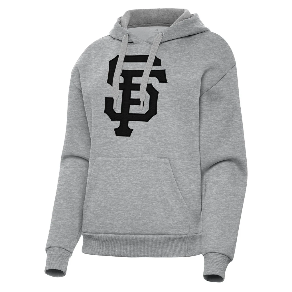 MLB San Francisco Giants Women's Antigua Full Front Victory Pullover Hoodie - Heather gray