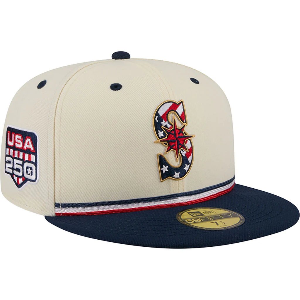 MLB Seattle Mariners New Era 2026 4th of July 59FIFTY Fitted Hat - Cream - Image 2