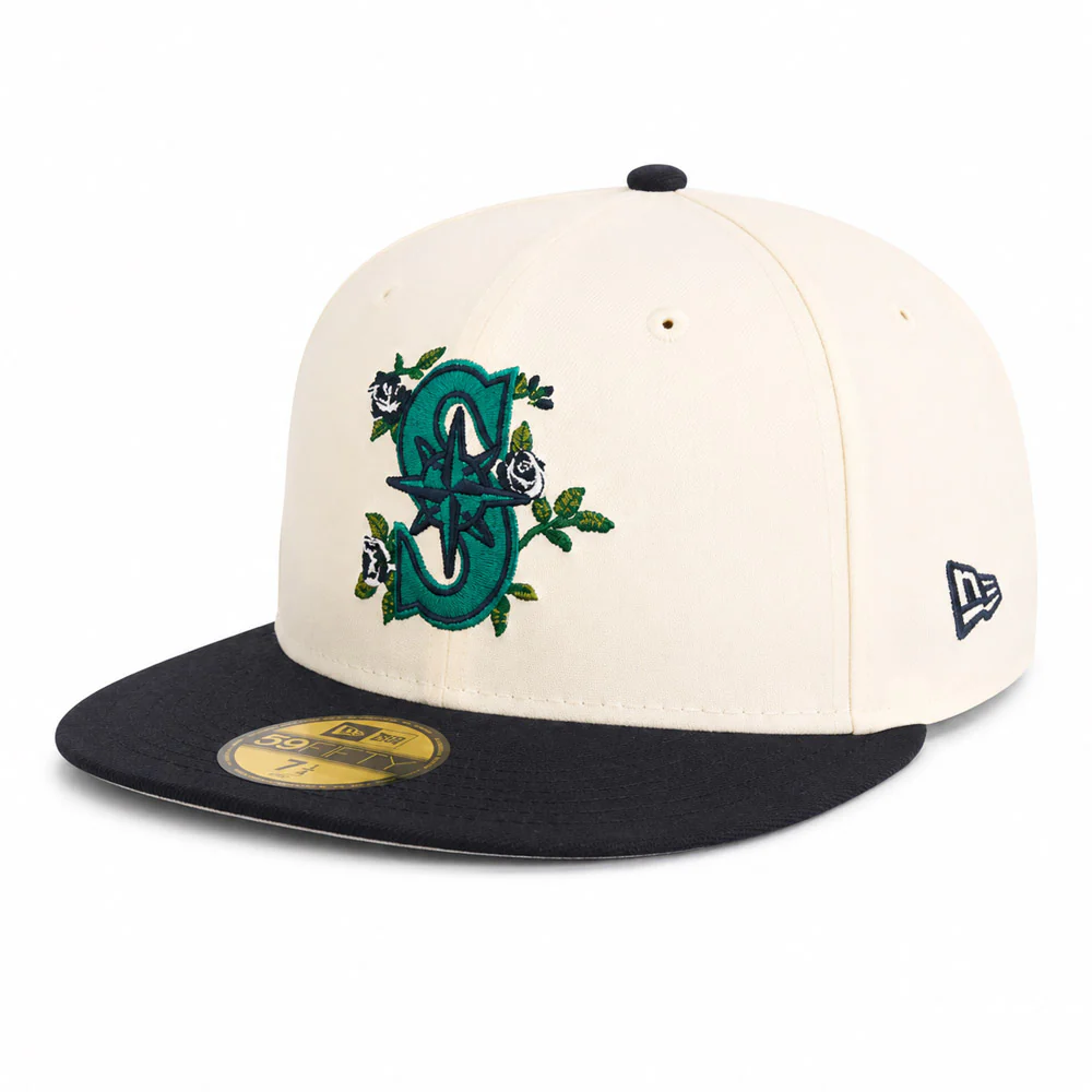 MLB Seattle Mariners New Era Two-Tone Summer Flower 59FIFTY Fitted Hat - Cream - Image 2