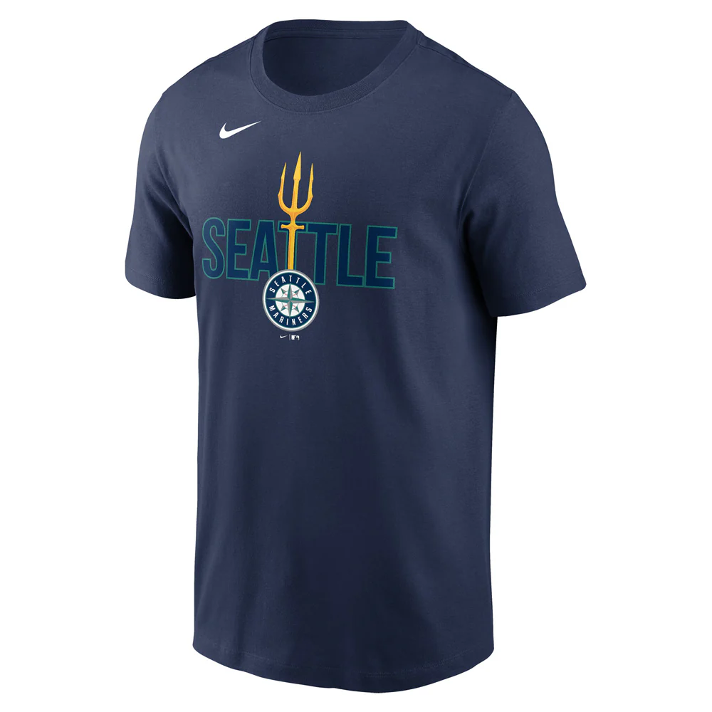 MLB Seattle Mariners Nike Local Trident Essential T-Shirt - Navy - Image 2