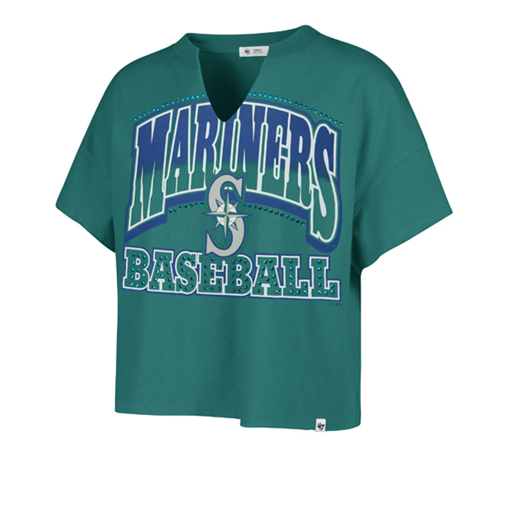 MLB Seattle Mariners Women's '47 Win Big Notch Crop Top T-Shirt - Green