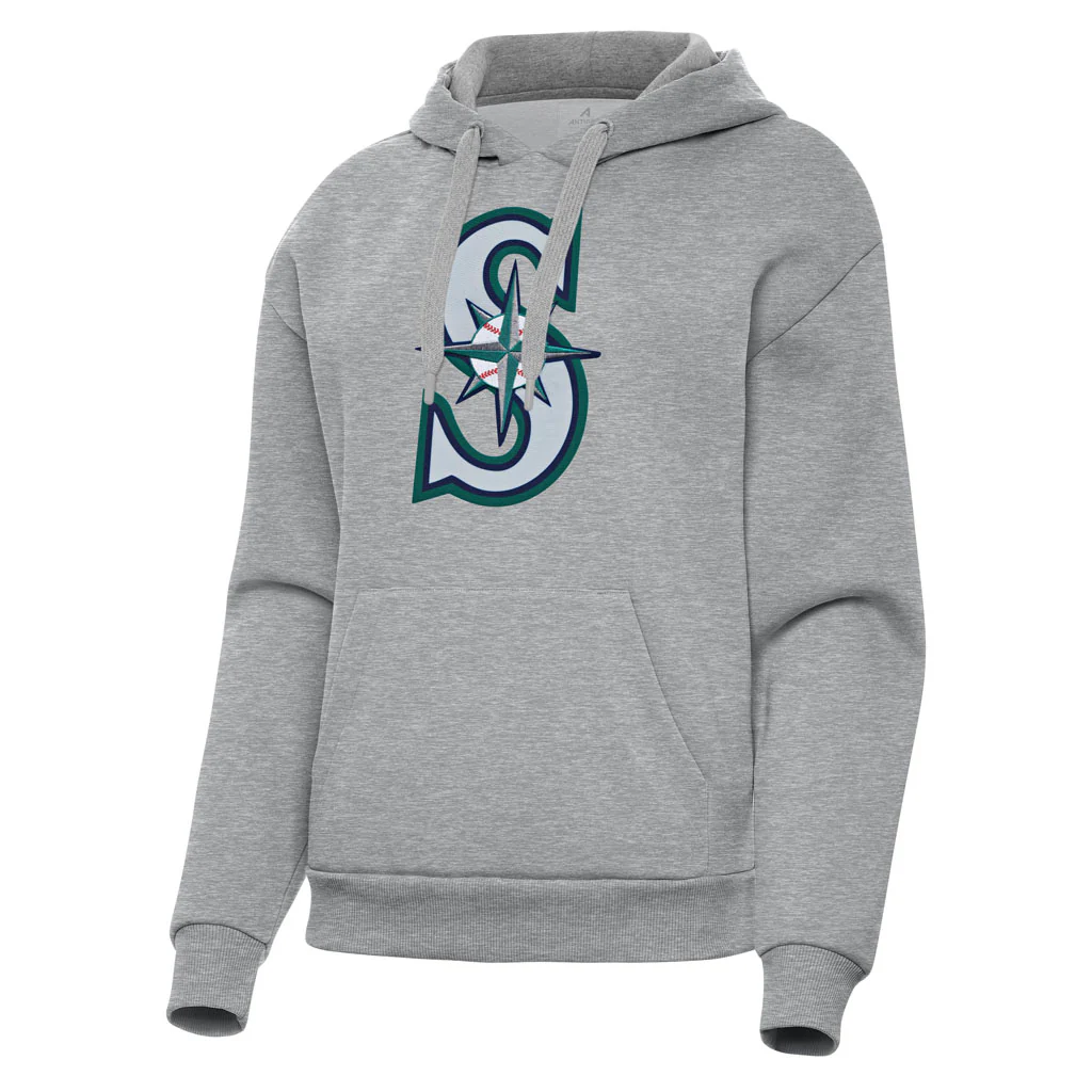 MLB Seattle Mariners Women's Antigua Full Front Victory Pullover Hoodie - Heather gray