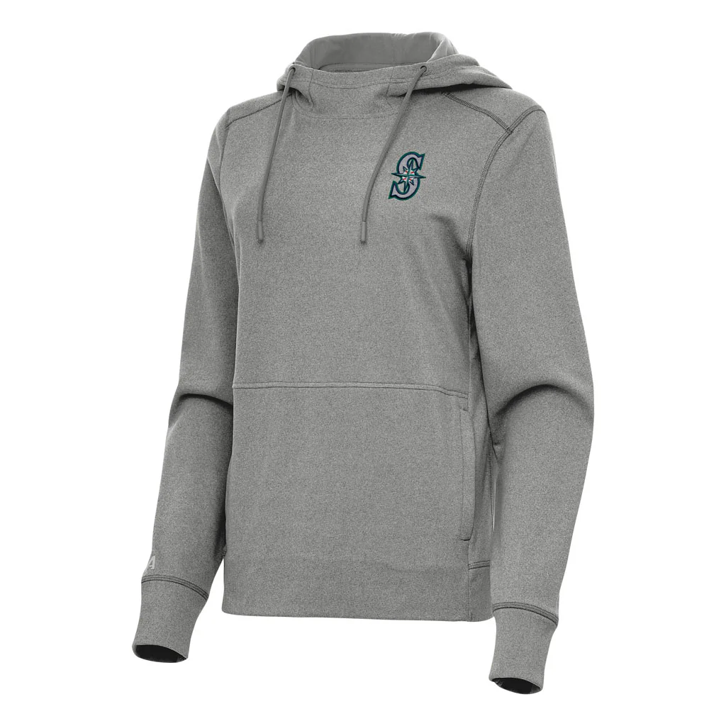 MLB Seattle Mariners Women's Antigua Justice Pullover Hoodie - Heather black