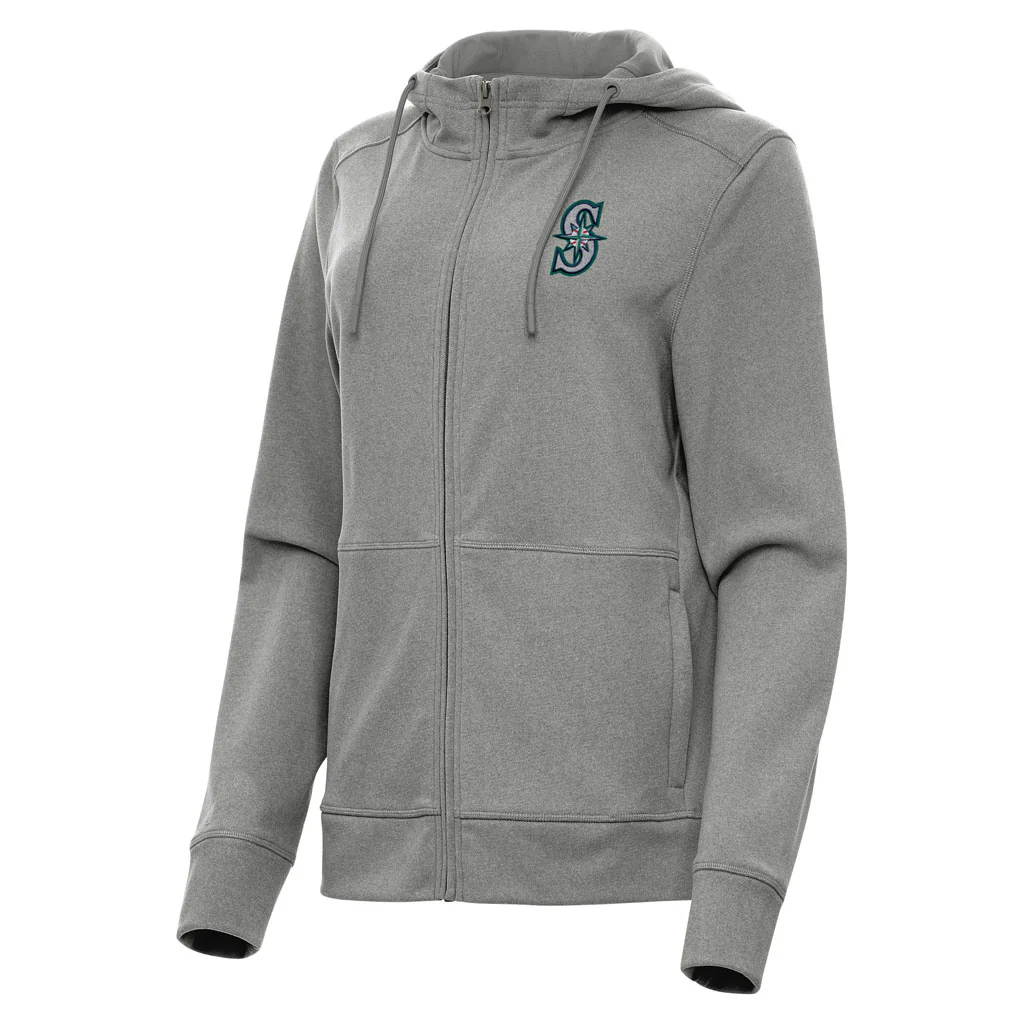 MLB Seattle Mariners Women's Antigua Seeker Full Zip Hoodie - Heather black