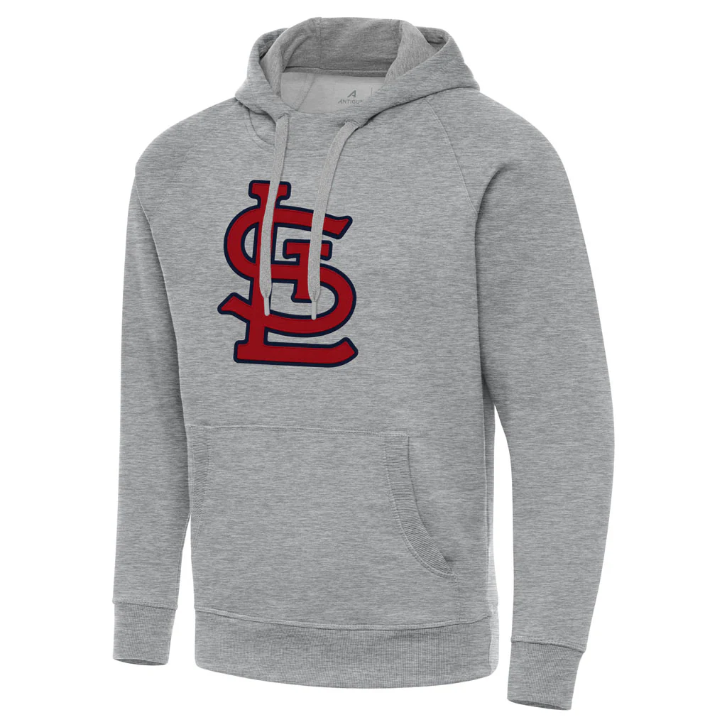 MLB St. Louis Cardinals Antigua Full Front Victory Pullover Hoodie - Heather gray
