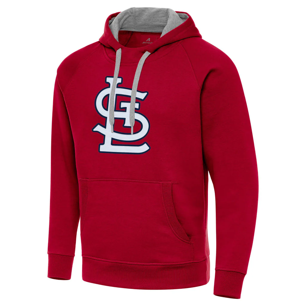 MLB St. Louis Cardinals Antigua Full Front Victory Pullover Hoodie - Red