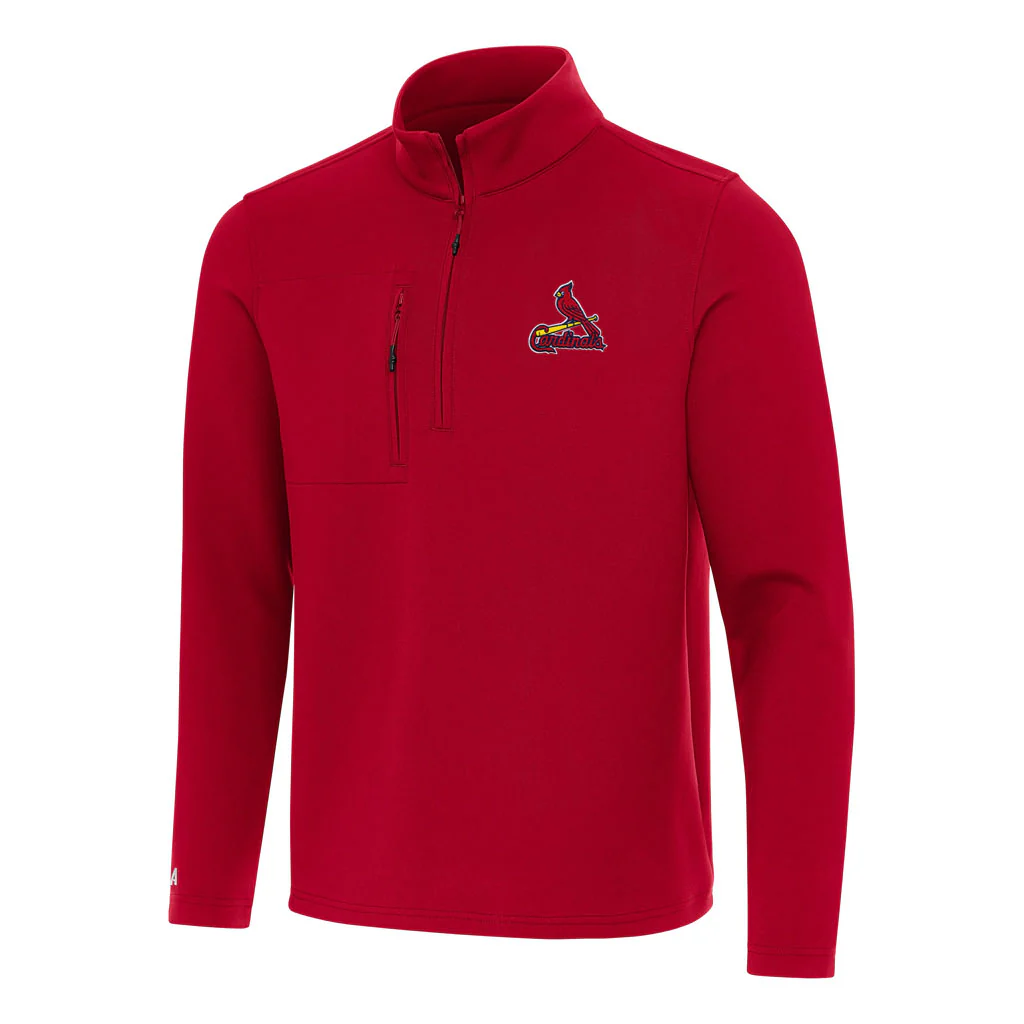 MLB St. Louis Cardinals Antigua Insider 1/4 Zip Pullover Jacket - Red