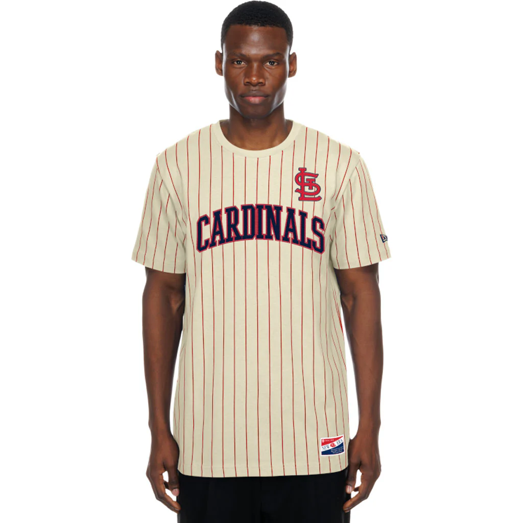 MLB St. Louis Cardinals New Era Pinstripe Jersey T-Shirt - Cream - Image 3