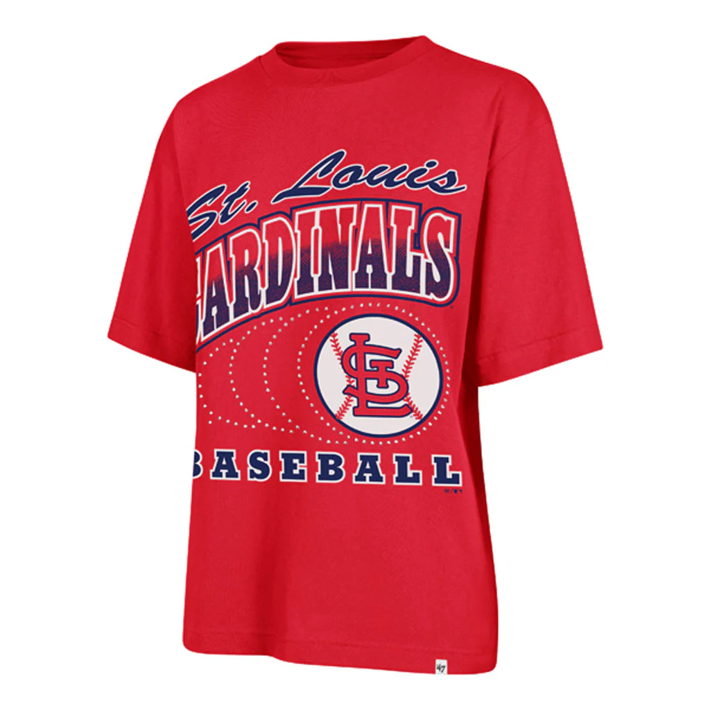MLB St. Louis Cardinals Women's '47 Shimmer Shot Foundation T-Shirt - Red