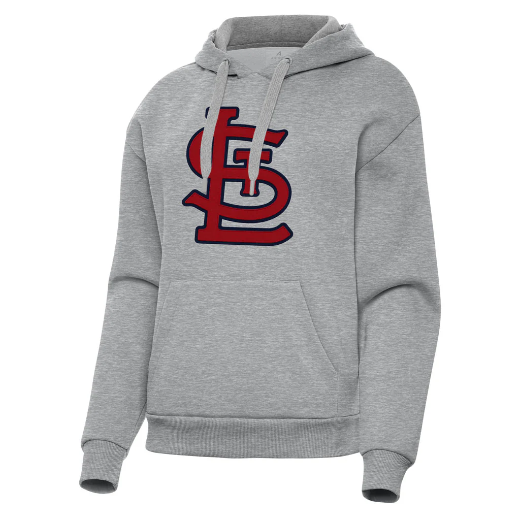 MLB St. Louis Cardinals Women's Antigua Full Front Victory Pullover Hoodie - Heather gray