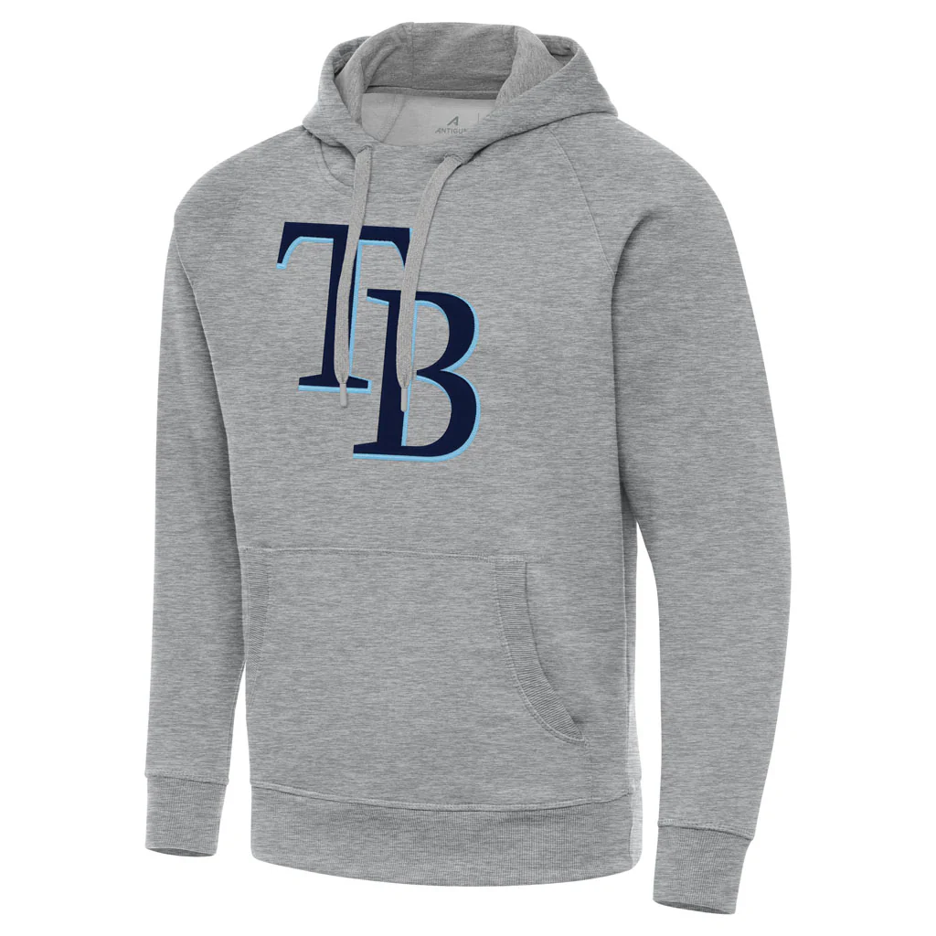 MLB Tampa Bay Rays Antigua Full Front Victory Pullover Hoodie - Heather gray