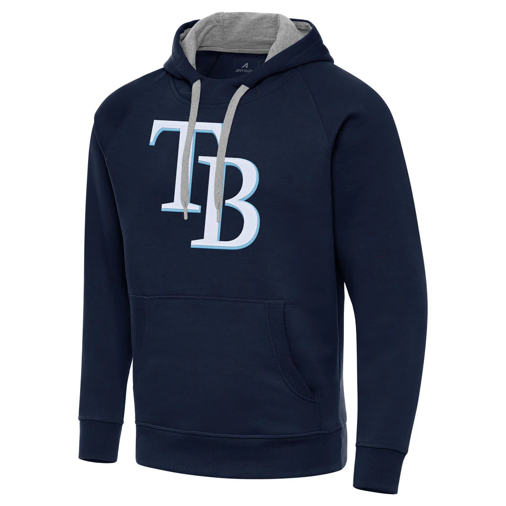 MLB Tampa Bay Rays Antigua Full Front Victory Pullover Hoodie - Navy