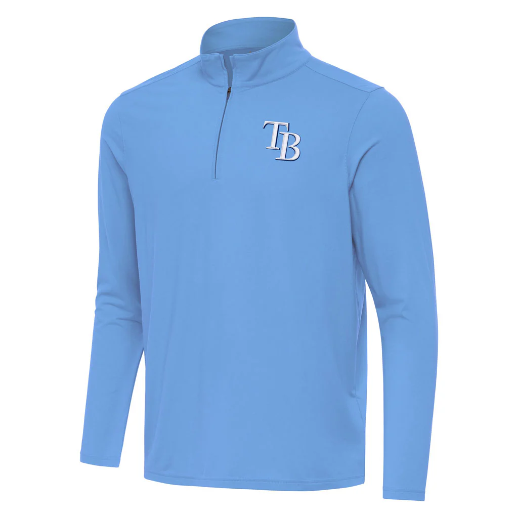 MLB Tampa Bay Rays Antigua Intent 1/4 Zip Pullover Jacket - Light blue
