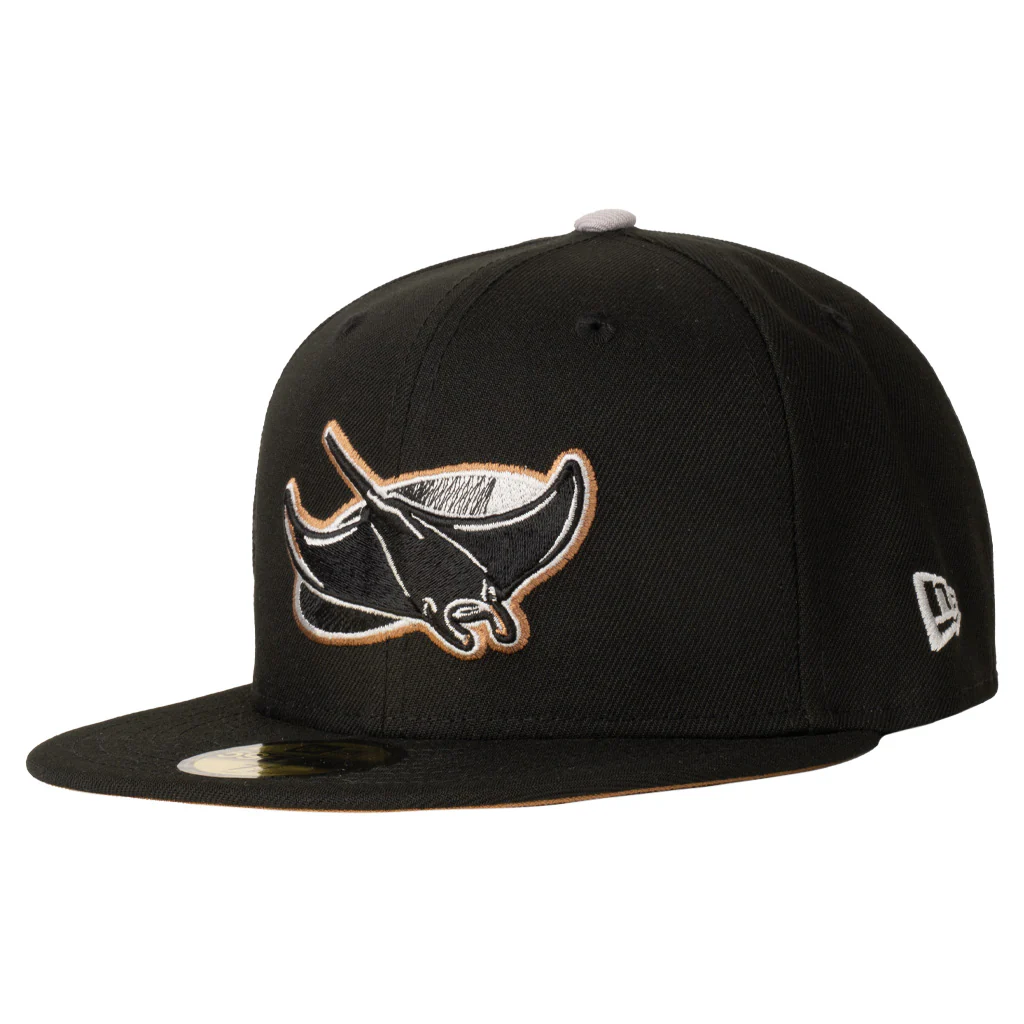 MLB Tampa Bay Rays New Era Gray Outline Logo 59FIFTY Fitted Hat - Black - Image 2