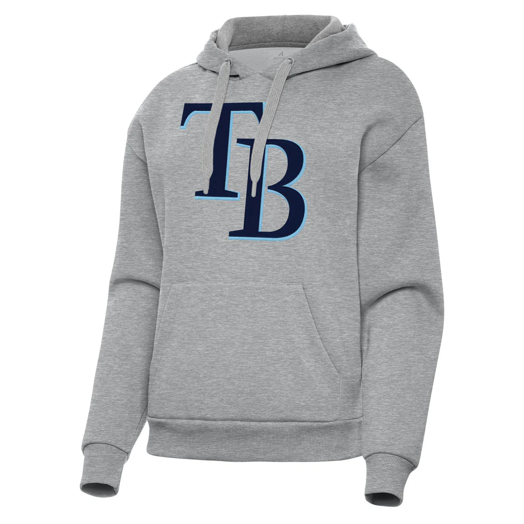 MLB Tampa Bay Rays Women's Antigua Full Front Victory Pullover Hoodie - Heather gray