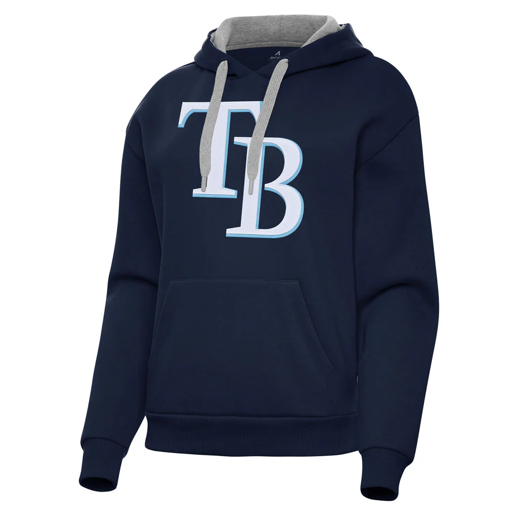 MLB Tampa Bay Rays Women's Antigua Full Front Victory Pullover Hoodie - Navy