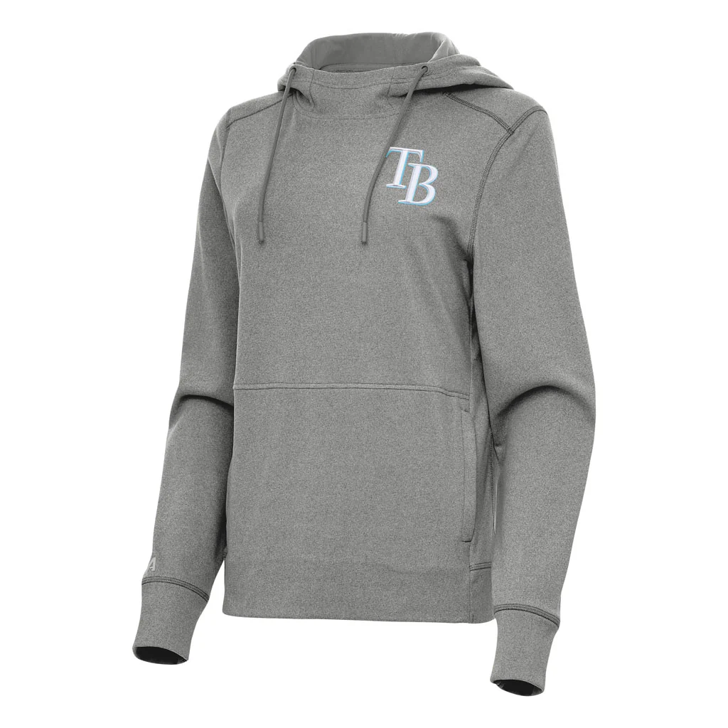 MLB Tampa Bay Rays Women's Antigua Justice Pullover Hoodie - Heather black