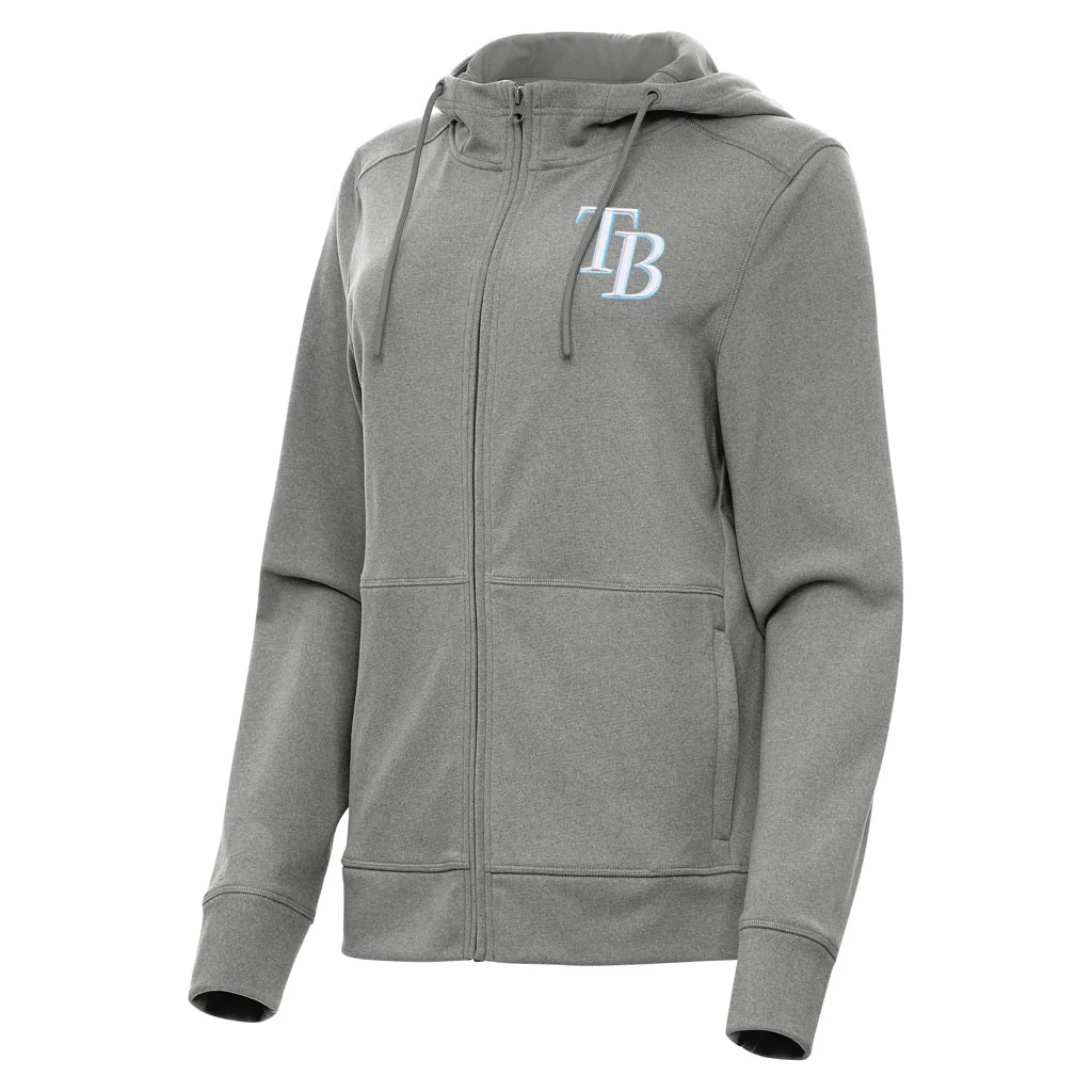 MLB Tampa Bay Rays Women's Antigua Seeker Full Zip Hoodie - Heather black