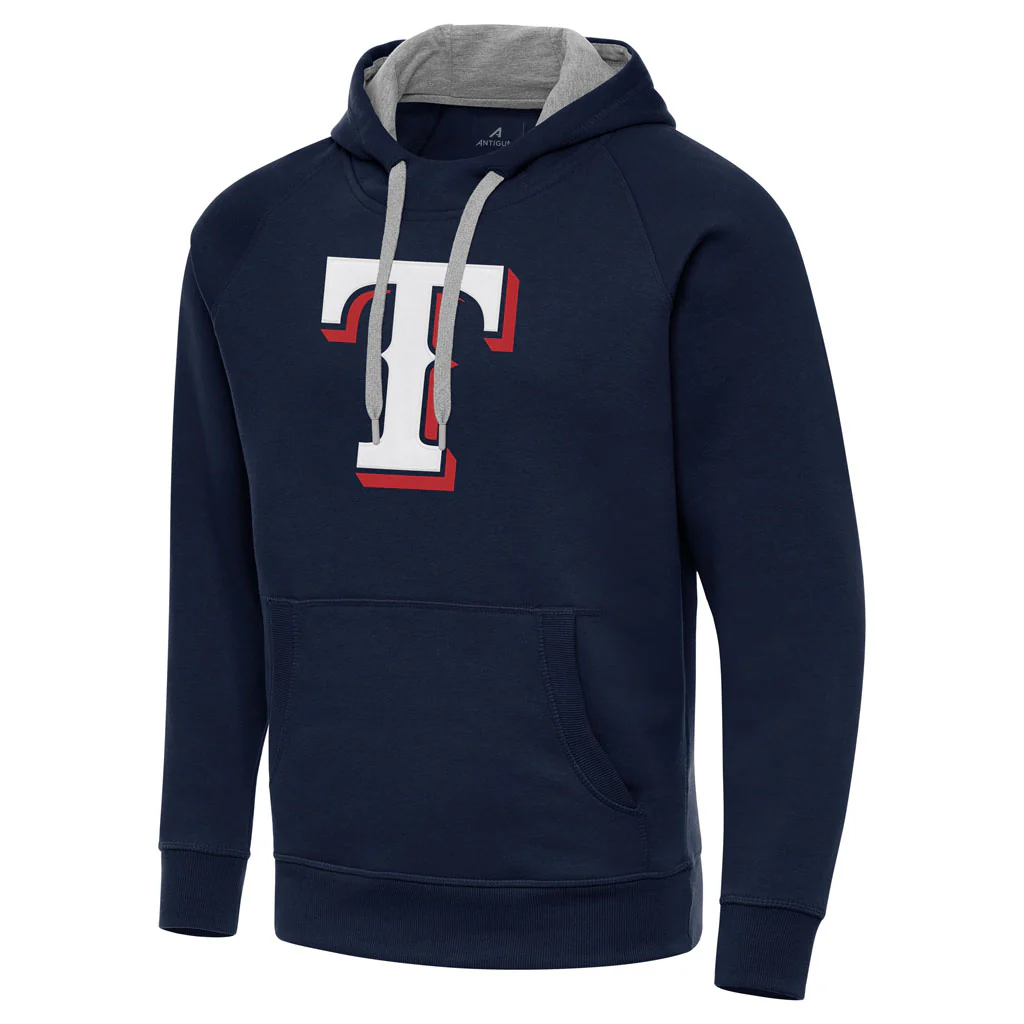 MLB Texas Rangers Antigua Full Front Victory Pullover Hoodie - Navy
