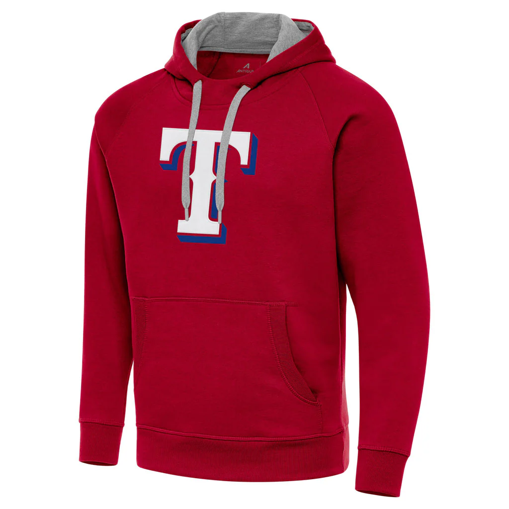 MLB Texas Rangers Antigua Full Front Victory Pullover Hoodie - Red