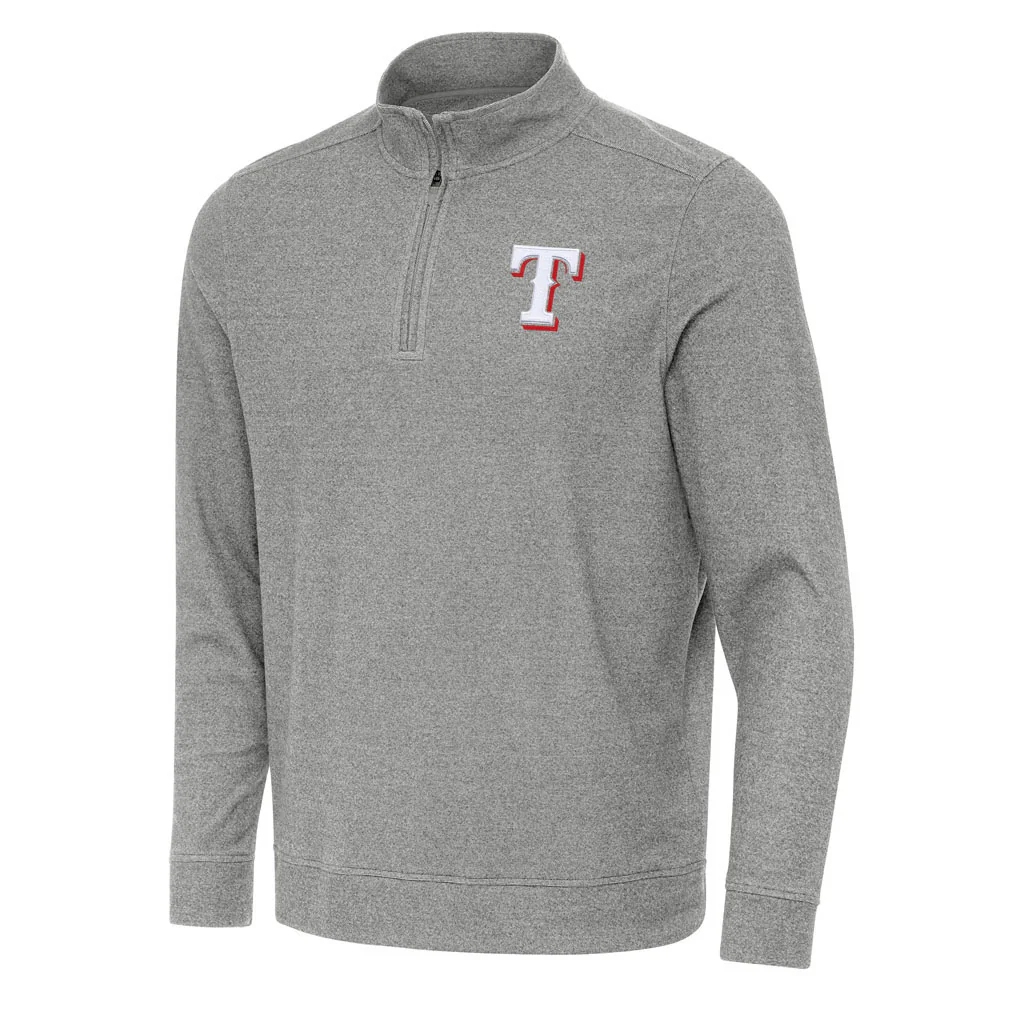 MLB Texas Rangers Antigua Subtle 1/4 Zip Pullover Jacket - Heather black