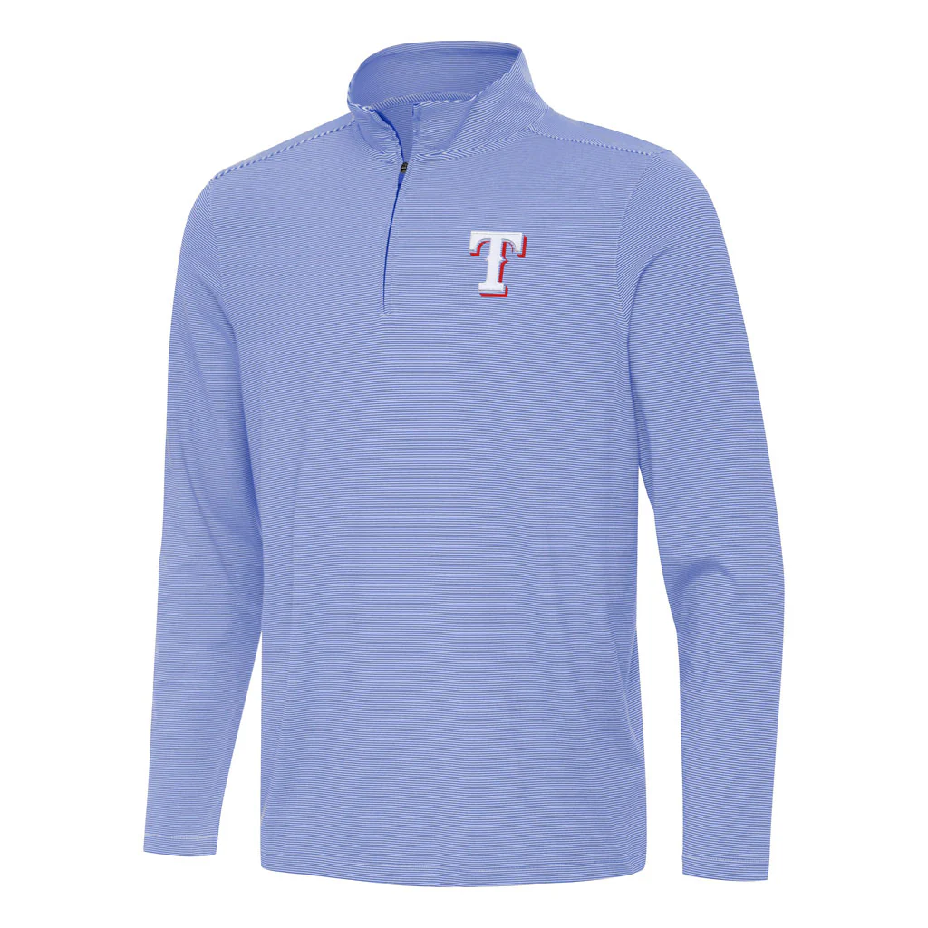 MLB Texas Rangers Antigua Twine 1/4 Zip Pullover Jacket - Blue