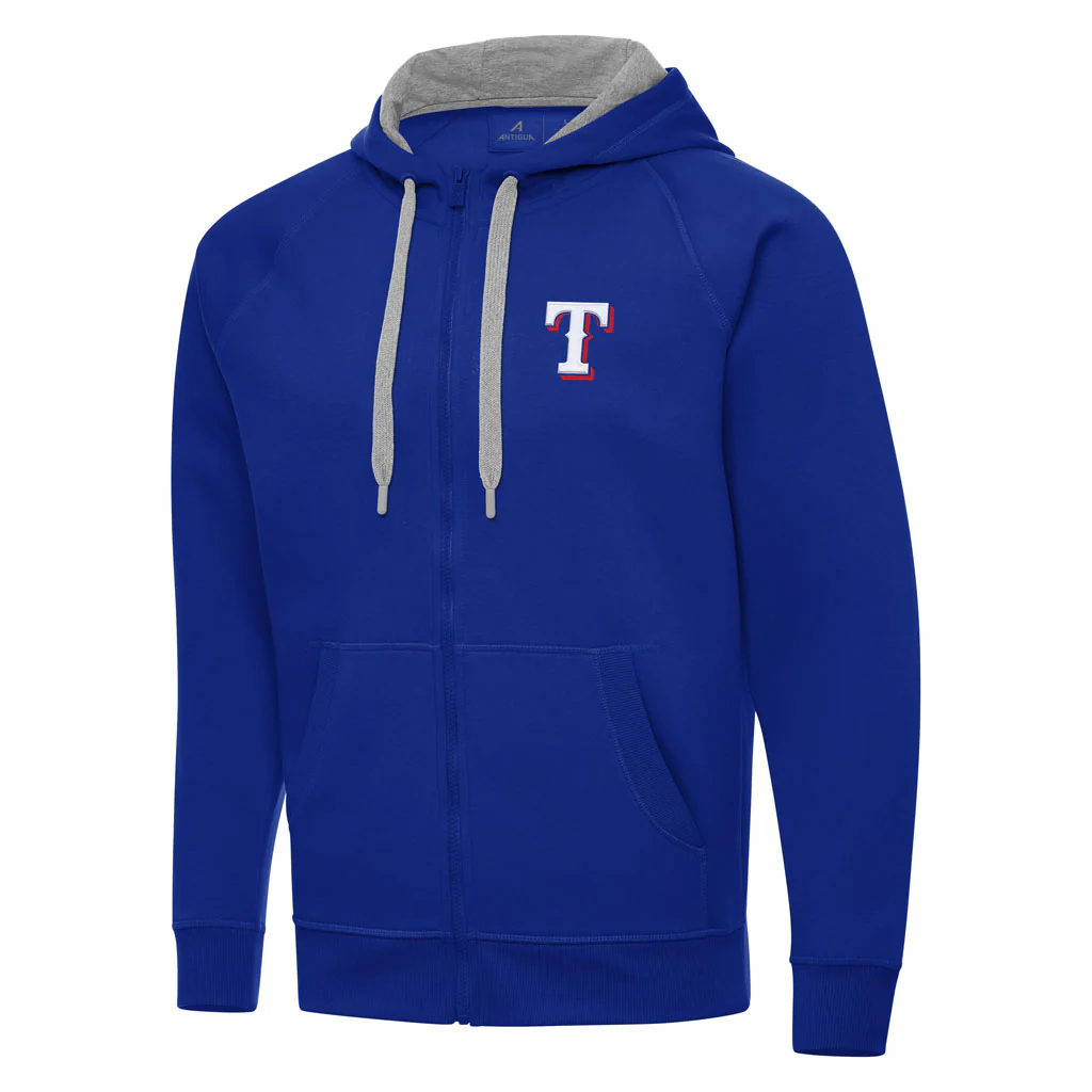 MLB Texas Rangers Antigua Victory Full Zip Hoodie - Blue