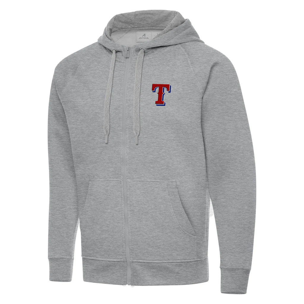MLB Texas Rangers Antigua Victory Full Zip Hoodie - Heather gray
